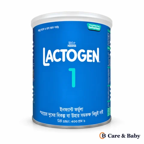 Nestlé LACTOGEN 1 Starter Infant Formula — 400 g packaging on a white background with a small Care & Baby logo; design illustration