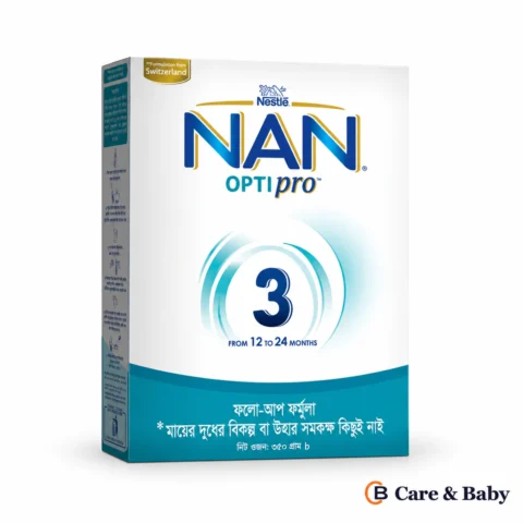 Nestlé NAN OPTIPRO 3 Follow-up Formula — 350 g packaging on a white background with a small Care & Baby logo; design illustration
